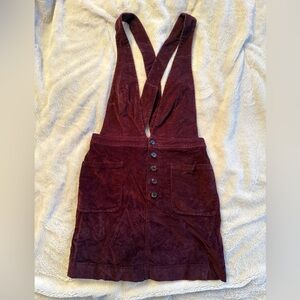 Free People Wine Button-Front Mini Dress